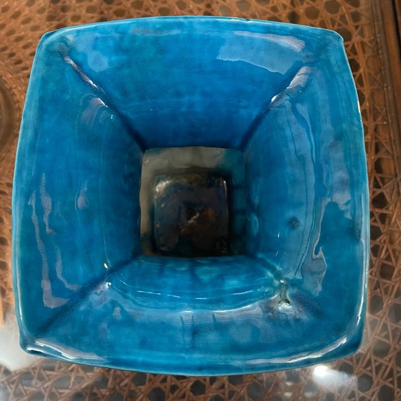 Chinese Antique Peacock Blue Glazed Porcelain Zun Vase with Four Sheep Deco - Picture 8 of 9